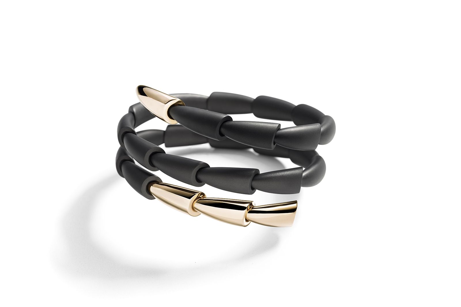  Vhernier Calla bracelet in matte black titanium with gold 