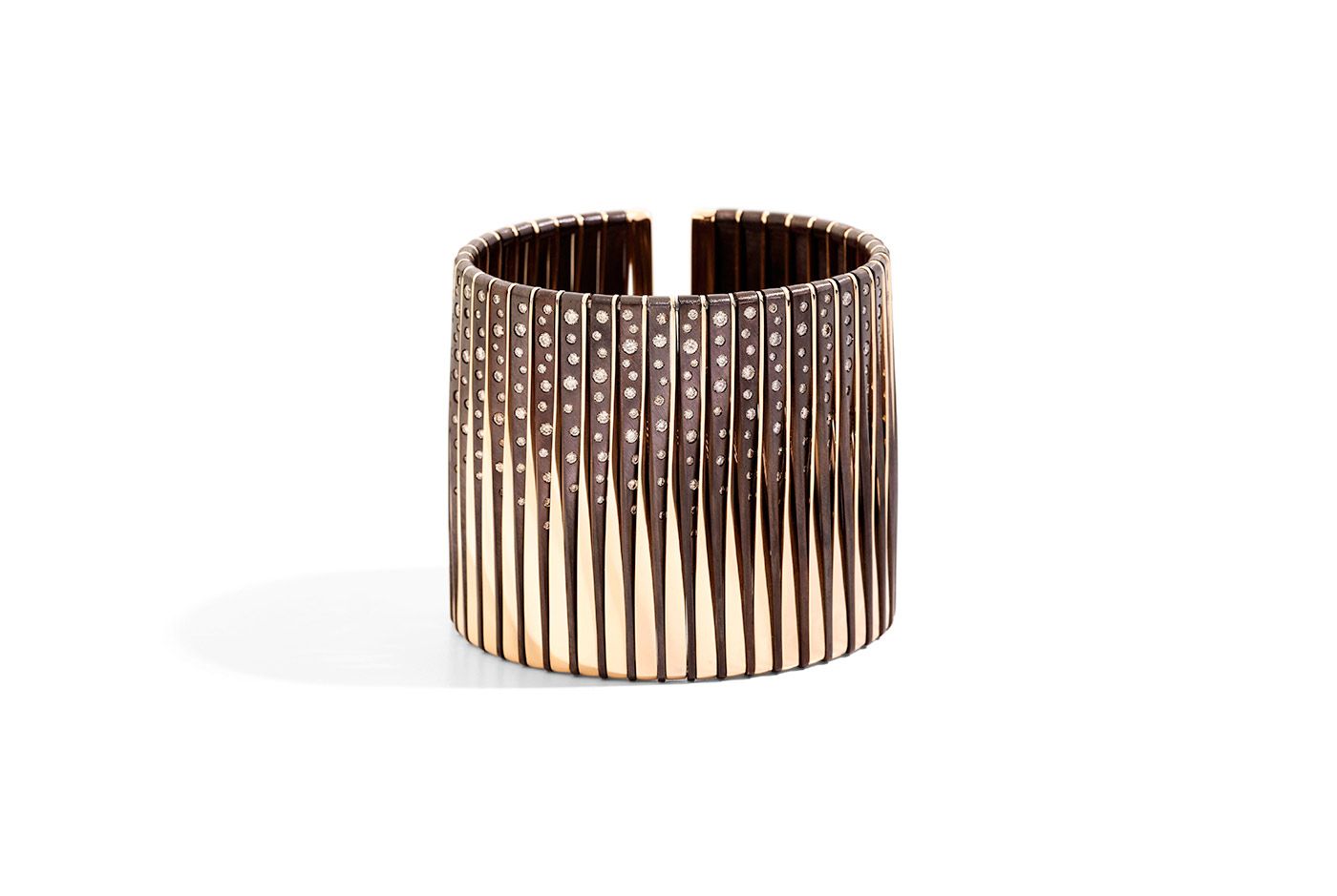Vhernier Coucher du Soleil cuff bracelet in bronze with diamonds