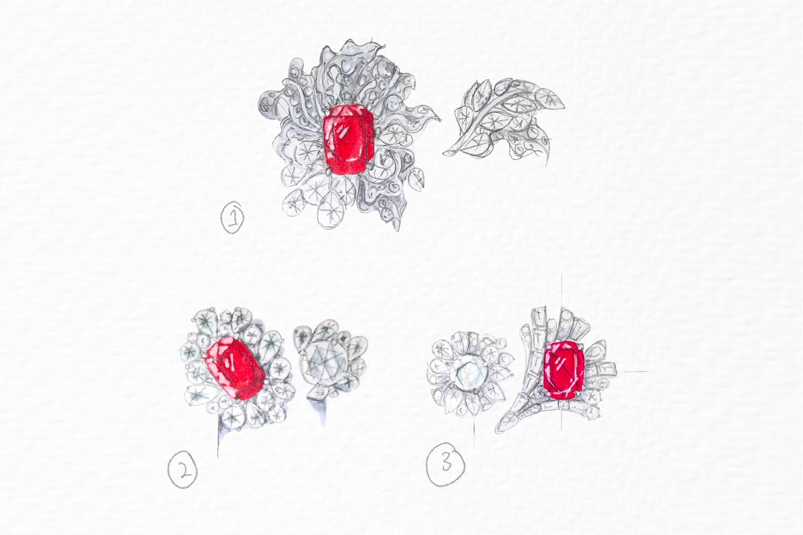  The Calla Lily Wild Flower Mahenge spinel ring in the early stages of the bespoke design process