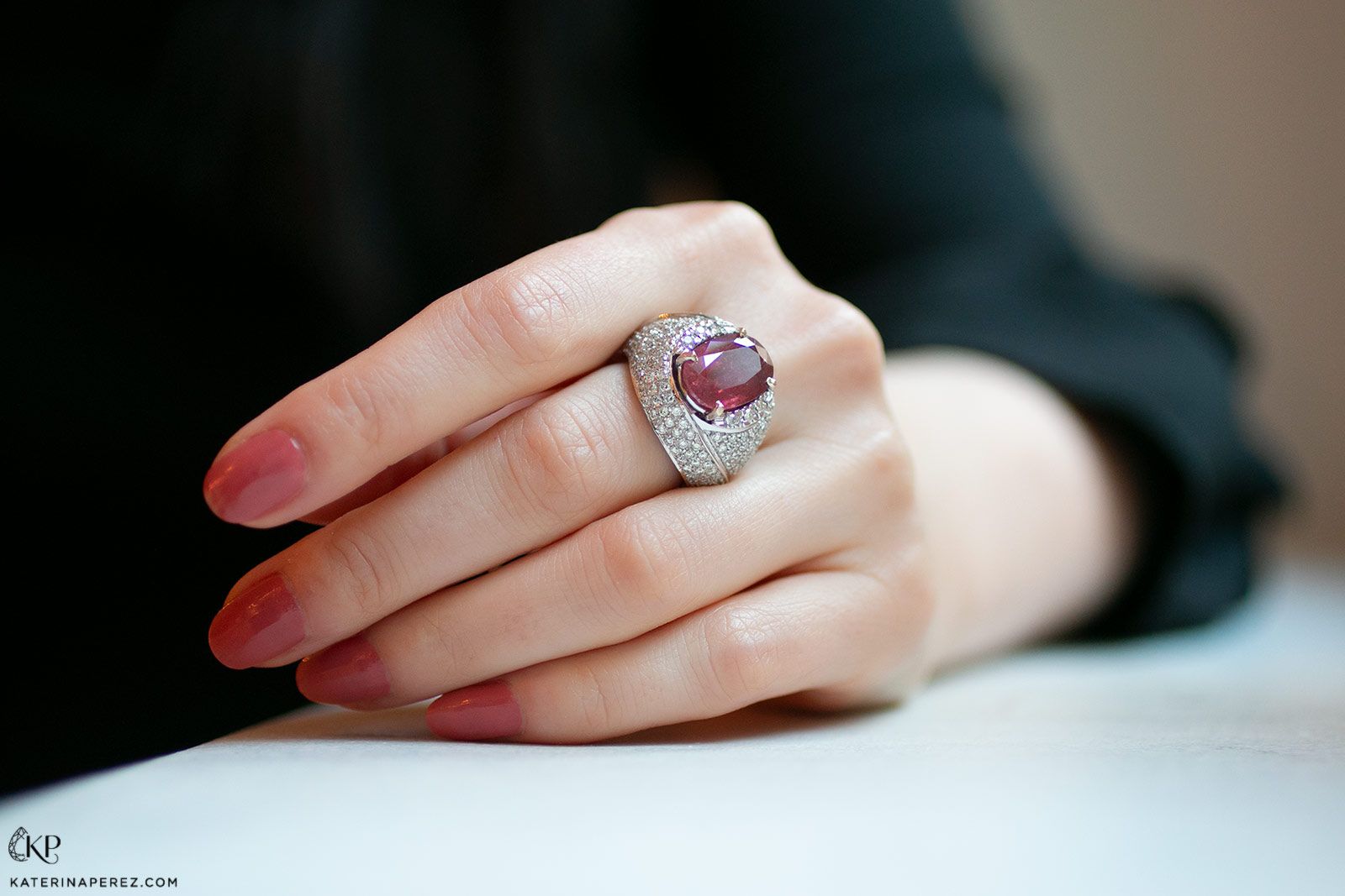 A ruby and diamond ring owned by an Italian family and due to be sold by Bonhams Paris in November 2021