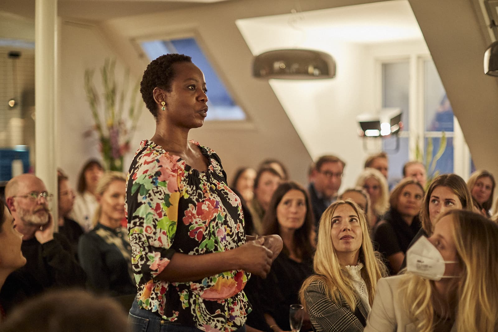  Jewellery designer Patricia Inonge Zita Mweene asks her questions at the Copenhagen-based event