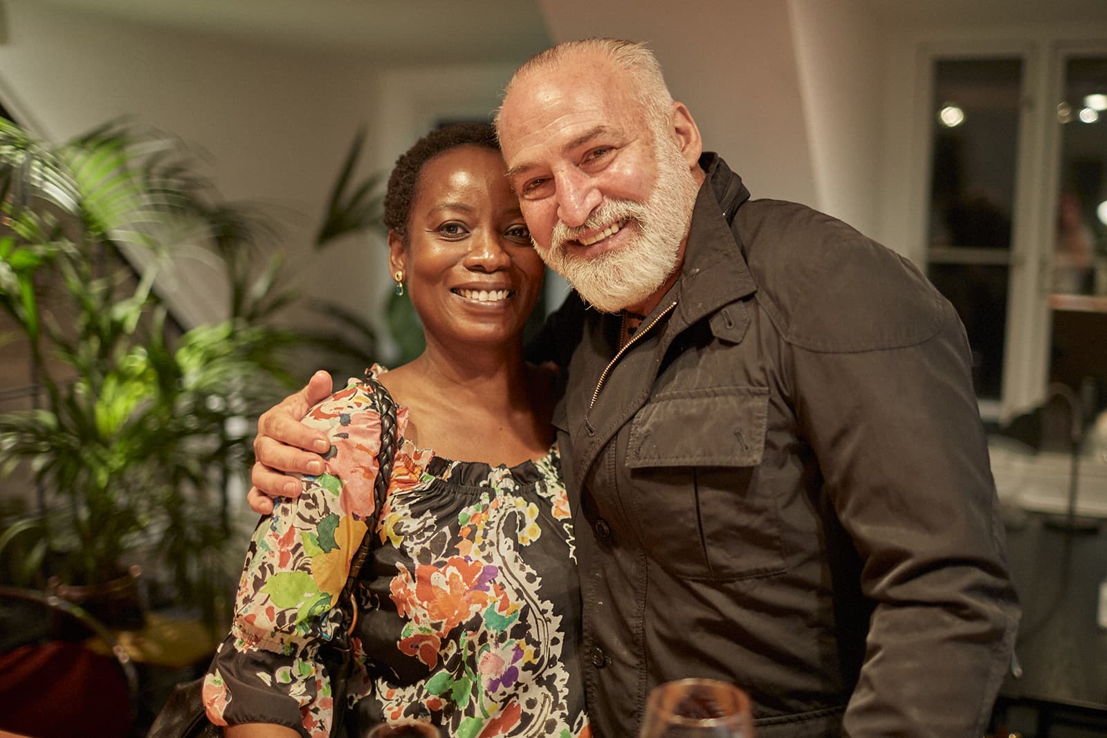Speaker Yanni Melas with guest and jewellery designer, Patricia Inonge Zita Mweene