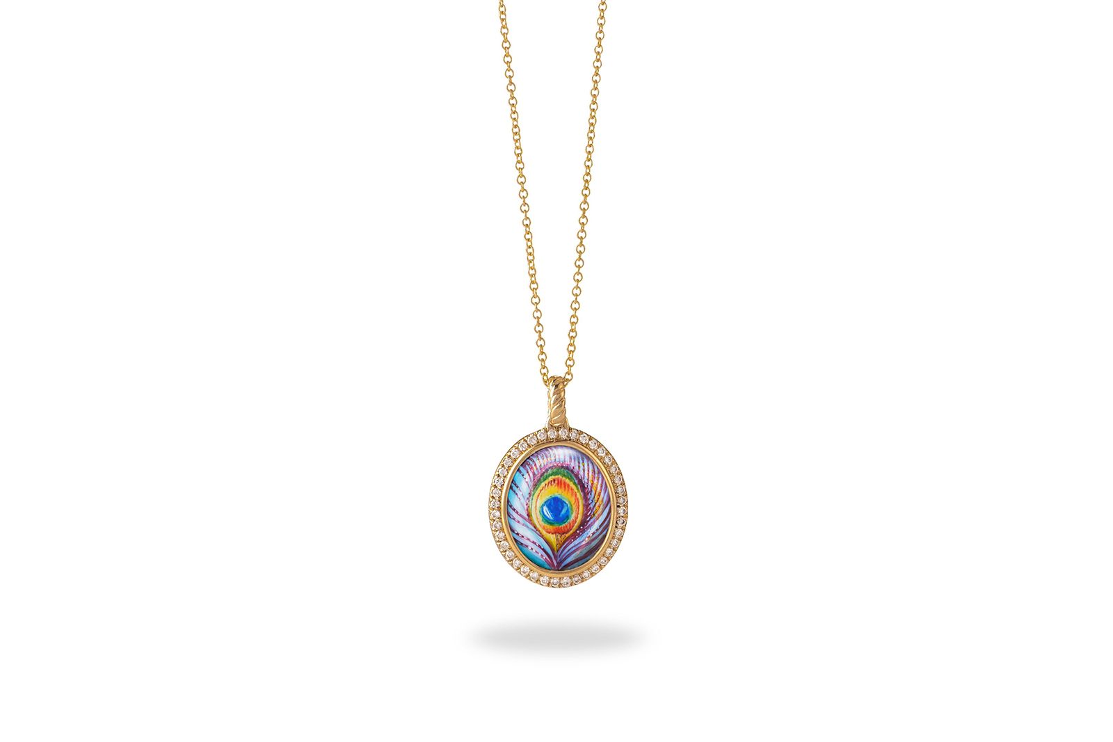  Penelope Fine Jewellery hand painted peacock necklace from the Meanings Collection