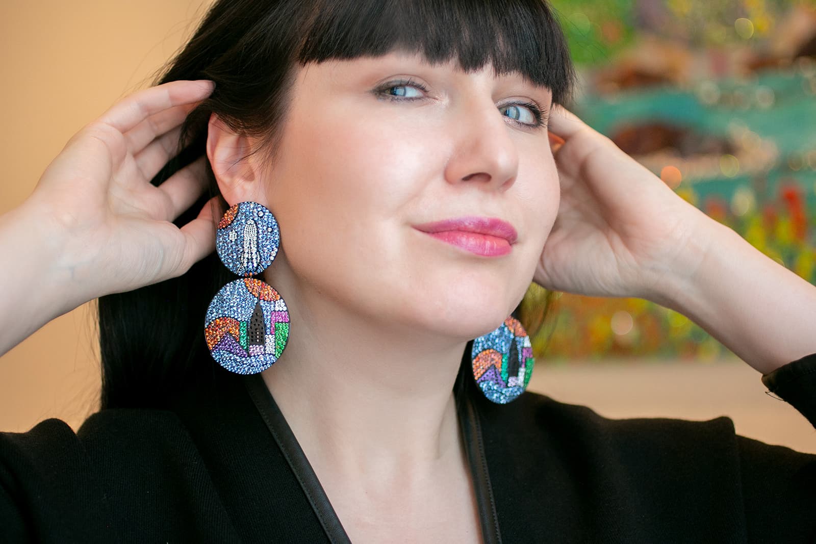 Katerina wearing Antonio Seijo earrings