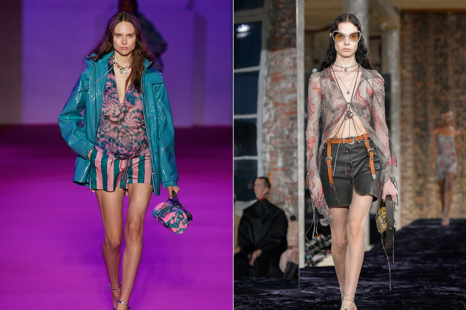  Brandon Maxwell (left) and Chanel used necklaces to add drama to the SS22 catwalks