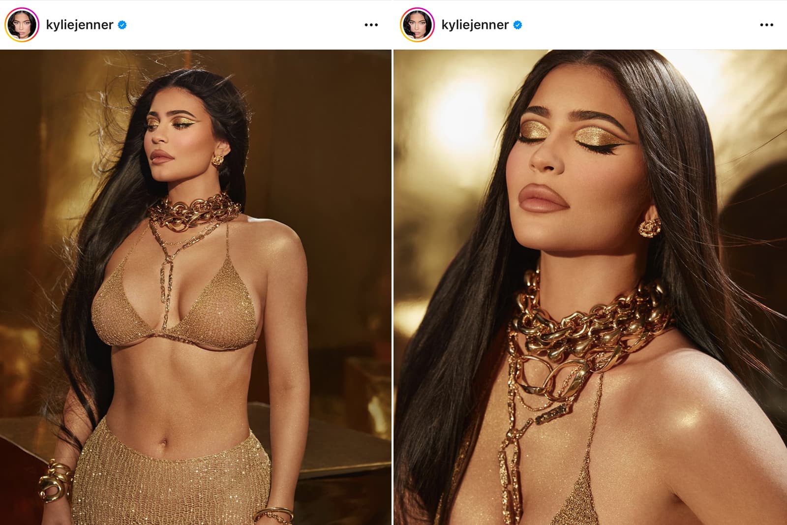  Kylie Jenner wears chokers and necklaces in yellow gold 
