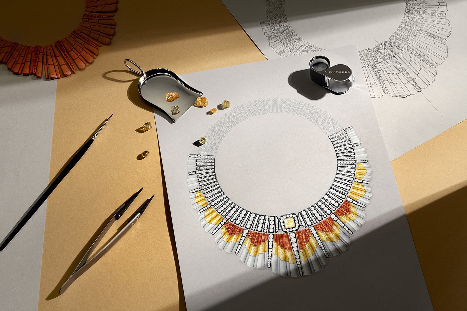 Designing The Alchemist of Light High Jewellery Light Rays set at De Beers Jewellers