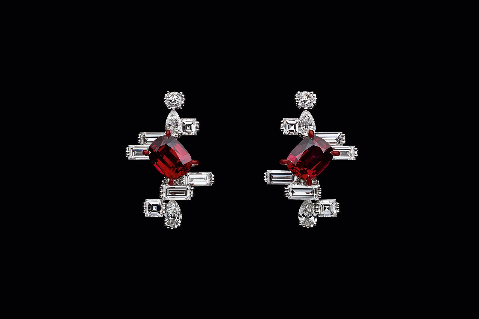 Dior Joaillerie Galons Dior High Jewellery earrings with fancy-cut diamonds and cushion-cut gemstones