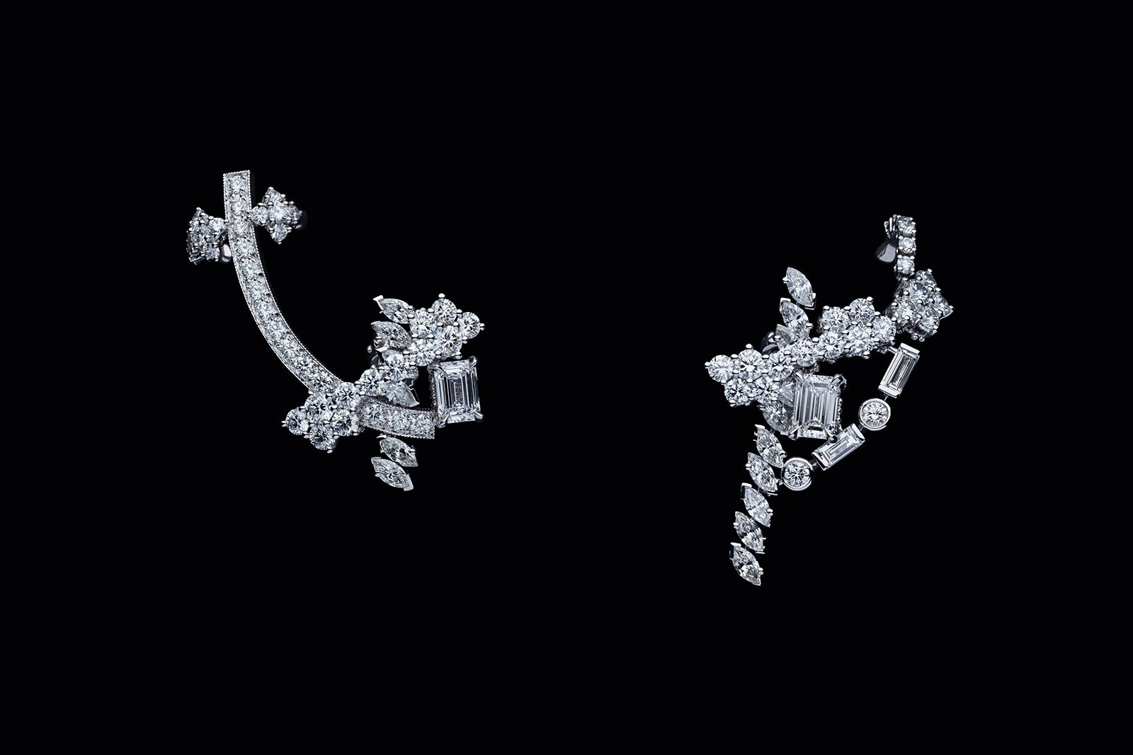  Asymmetrical diamond earrings from the Dior Joaillerie Galons Dior High Jewellery Collection