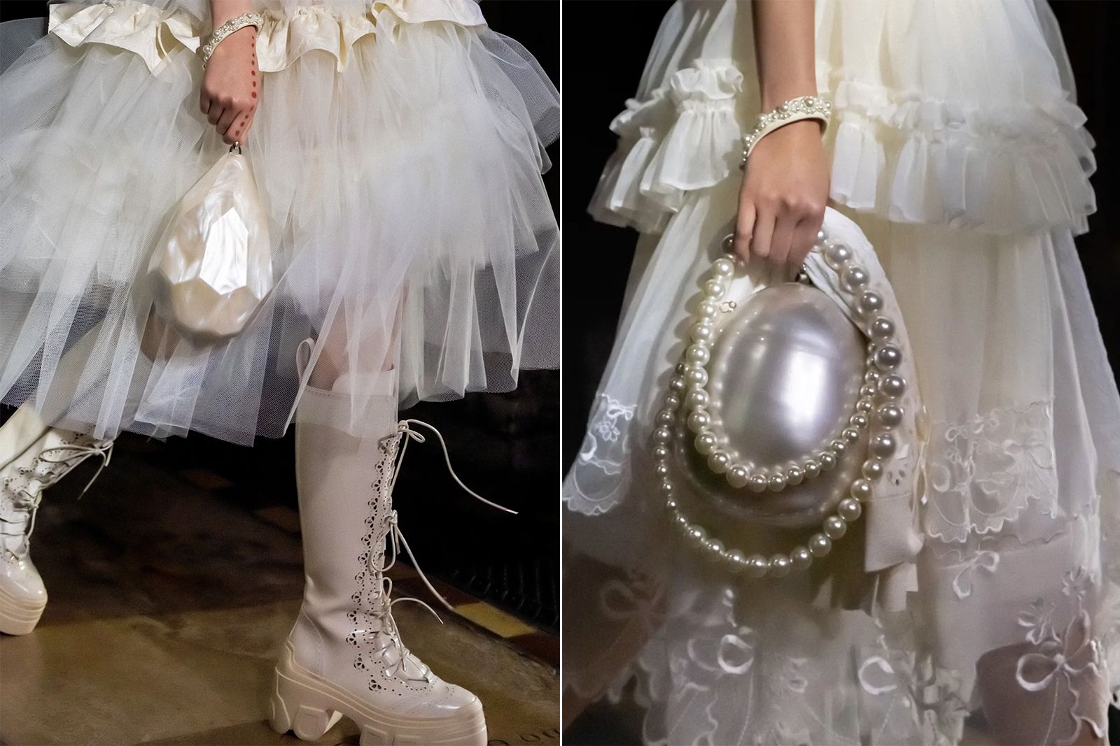 A baroque pearl bags at the Simone Rocha SS22 runway show