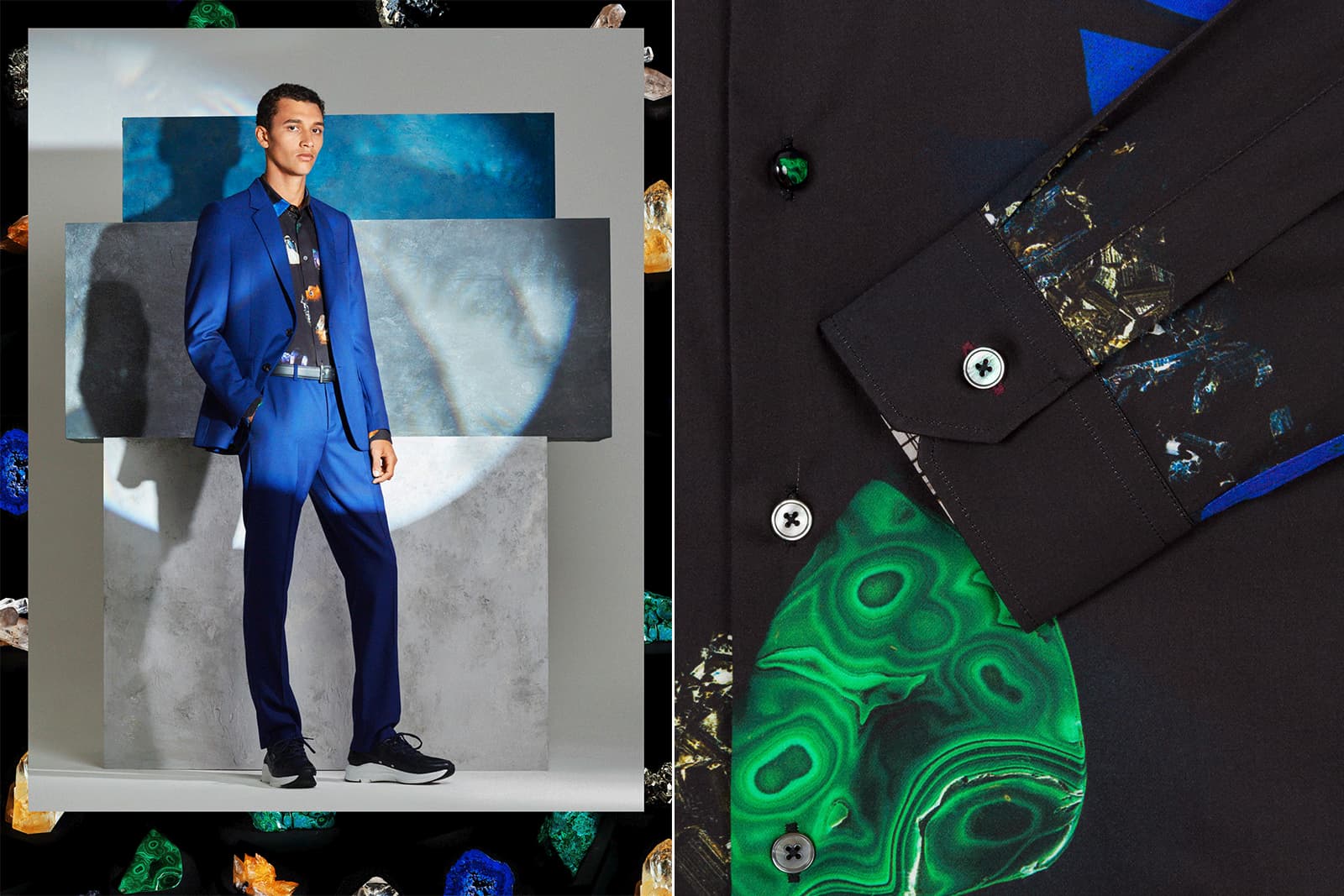 Designs by Paul Smith printed with rough crystals 