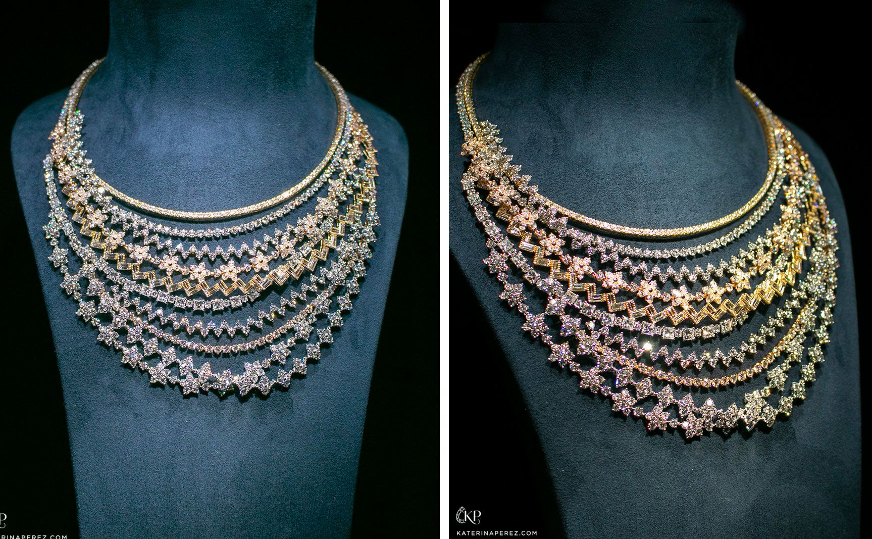 Layered diamond necklaces from the Dior Joaillerie Galons Dior High Jewellery Collection