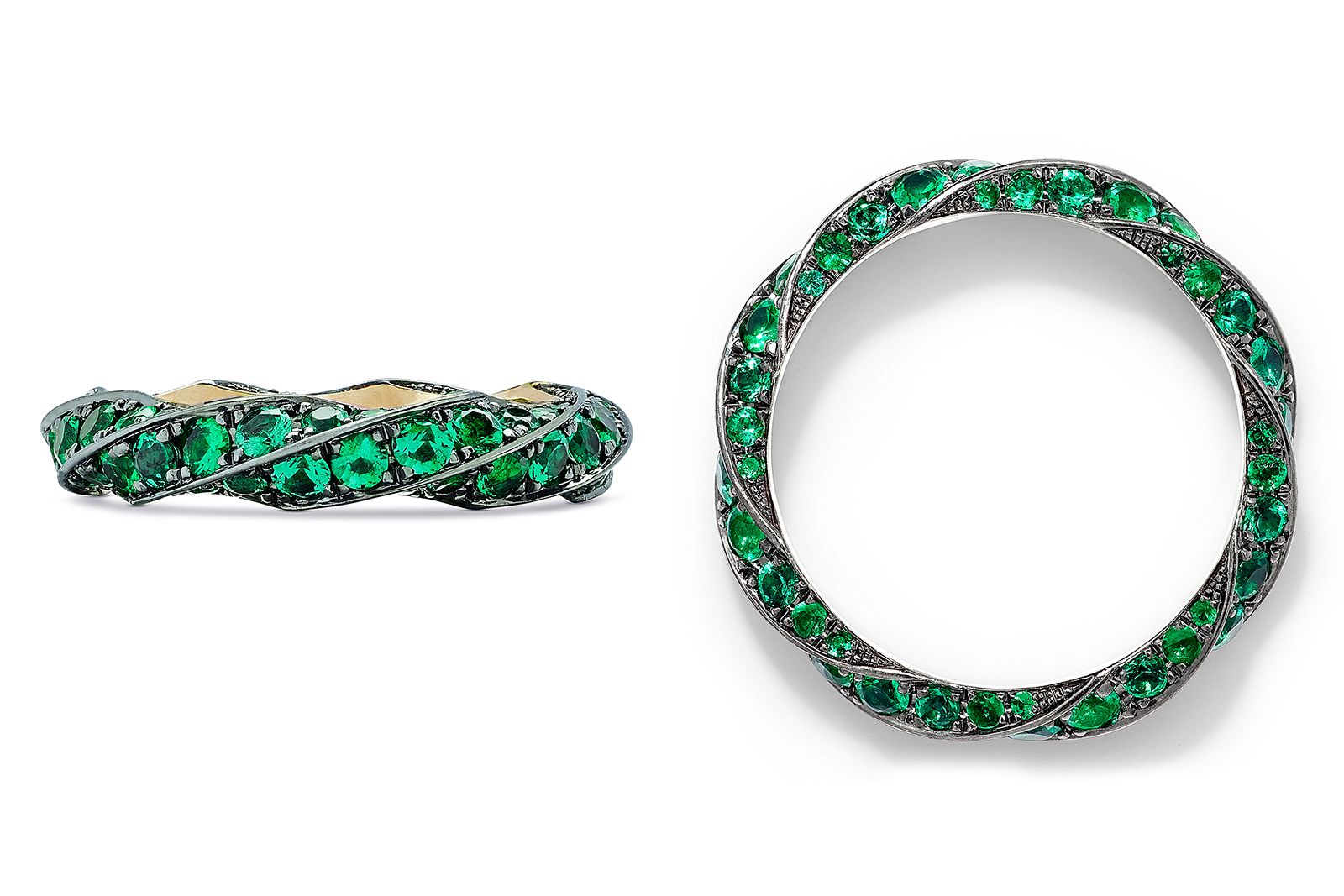 D. GREGORY Vesper 1 ring with emeralds in 18k yellow gold  