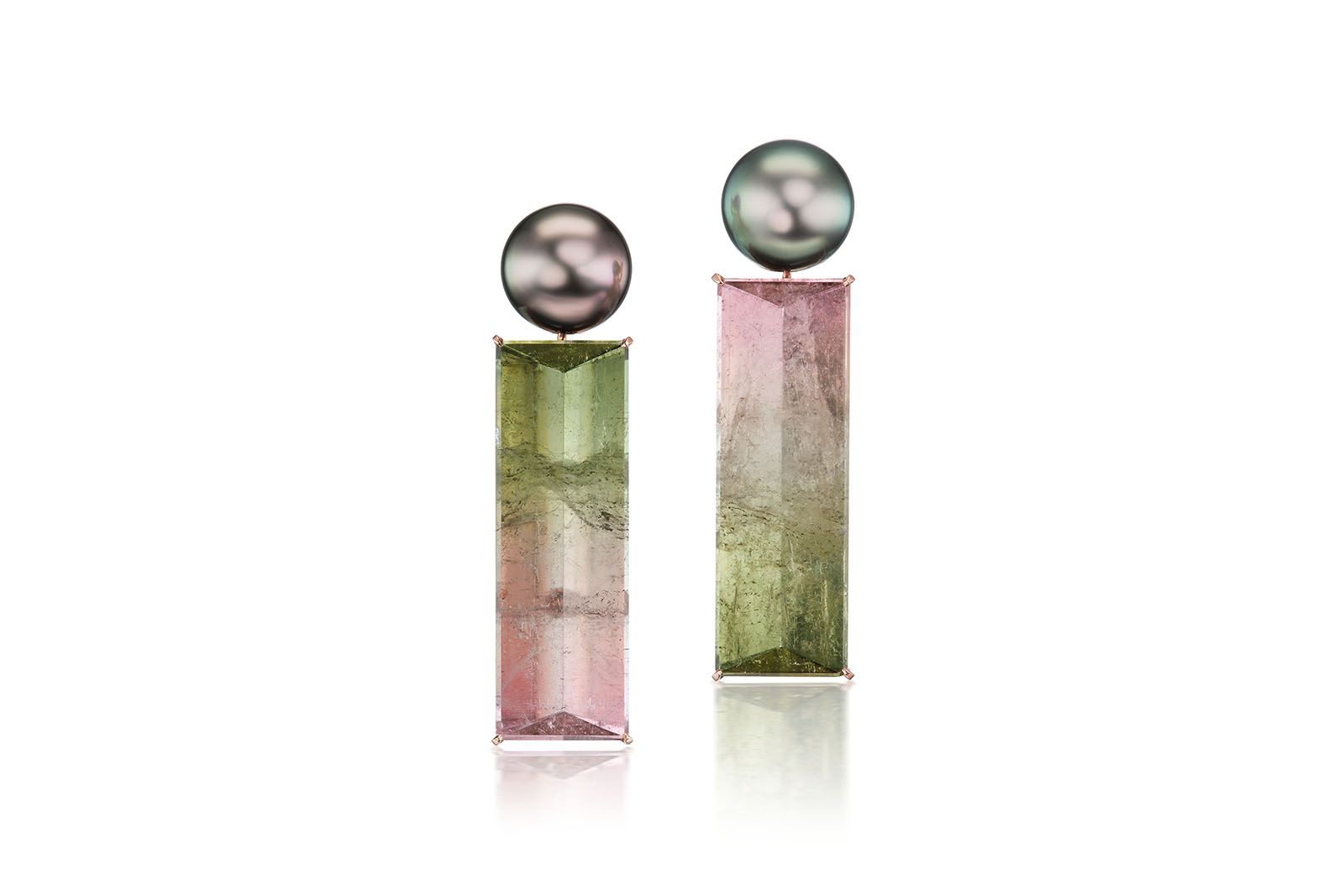  Assael bi-colour tourmaline and pearl earrings 