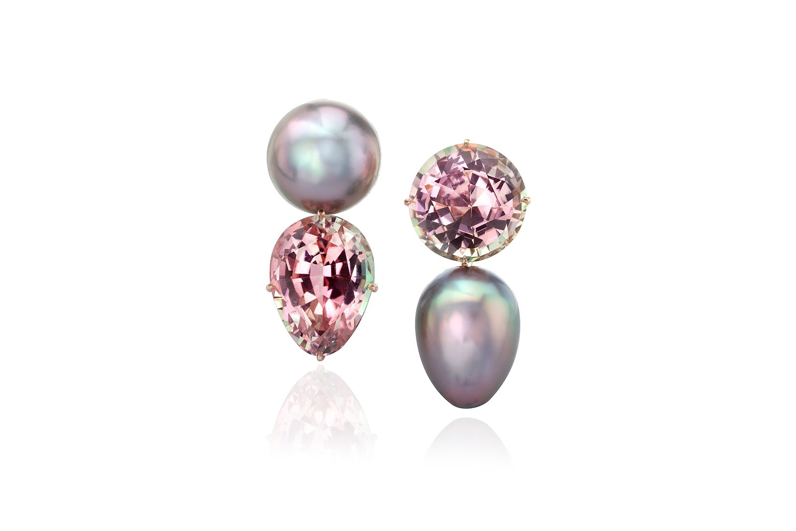  Assael Tahitian Reverse earrings with bi-colour tourmalines and pearls