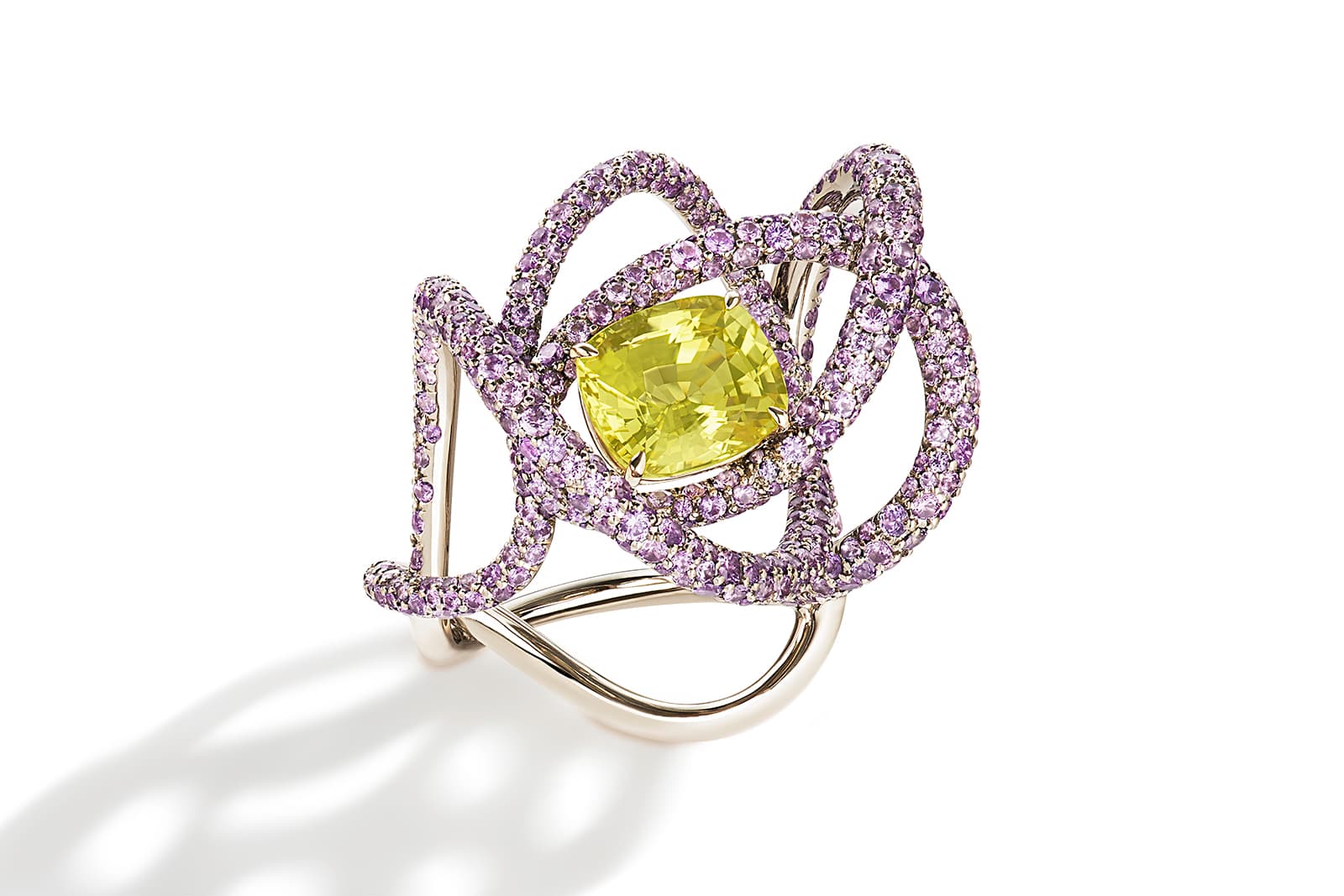  Neha Dani Kephi ring with yellow and purple sapphires