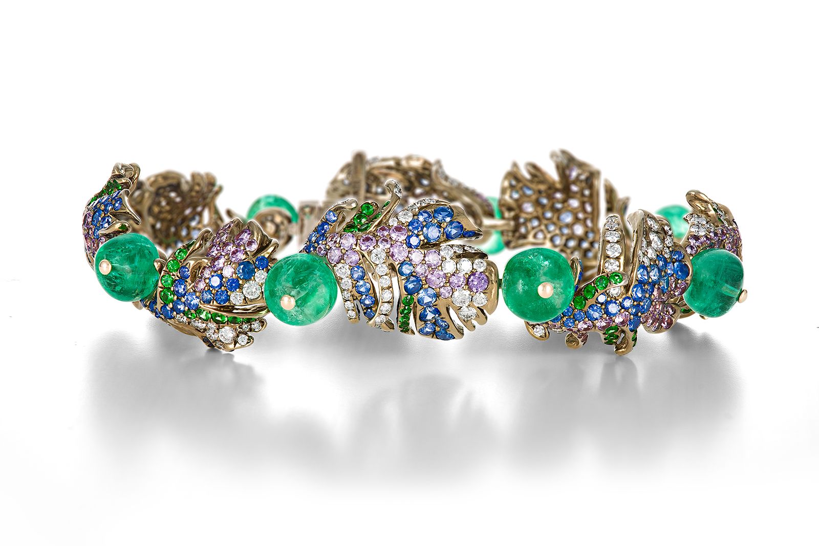  Neha Dani La Pluma Loriini bracelet with emeralds, multi-coloured gemstones and diamonds