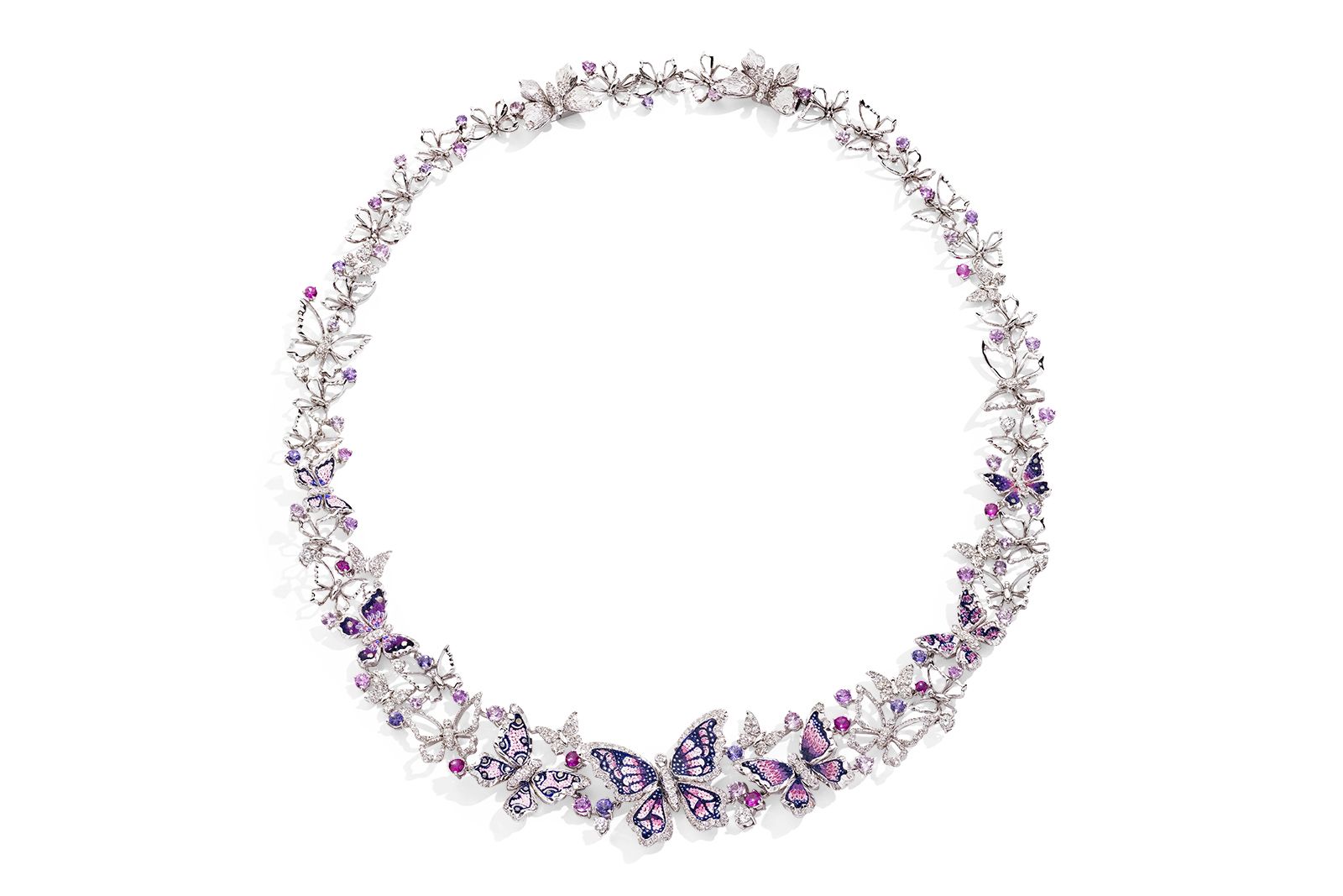  SICIS Butterfly Romance necklace with micro mosaics, coloured gemstones and diamonds