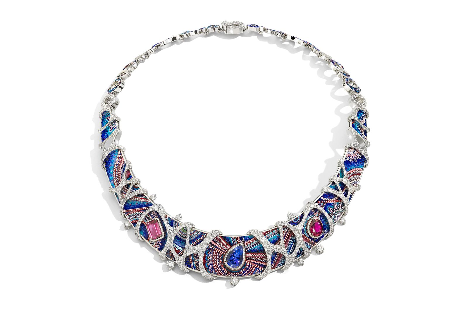  SICIS Destino Incantato necklace with micro mosaics, fancy-cut coloured gemstones and diamonds