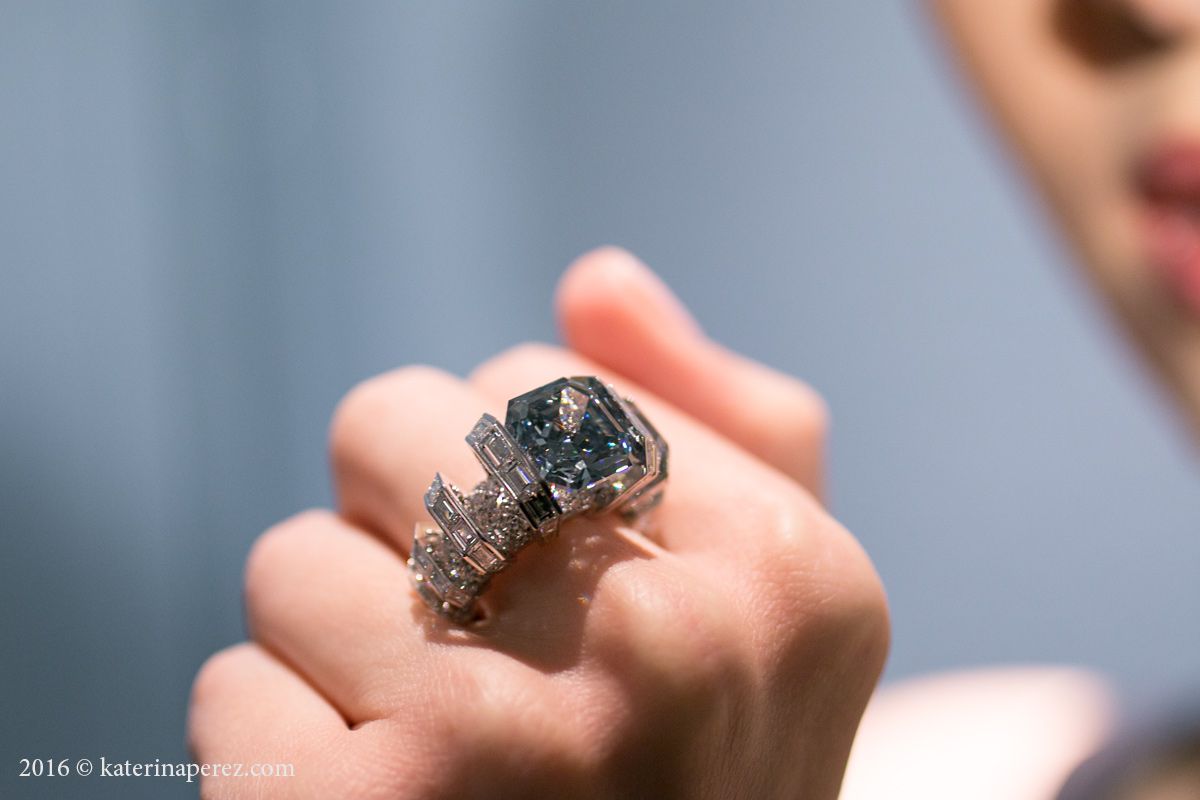  The 8.01 carat Sky Blue Diamond set in a ring by Cartier 