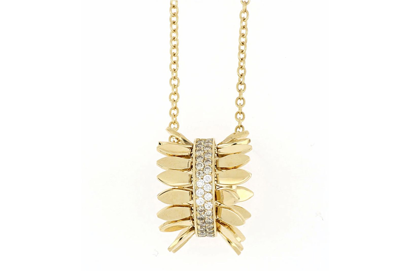  FerriFirenze Spettinato pendant with white and brown diamonds in 18k yellow gold