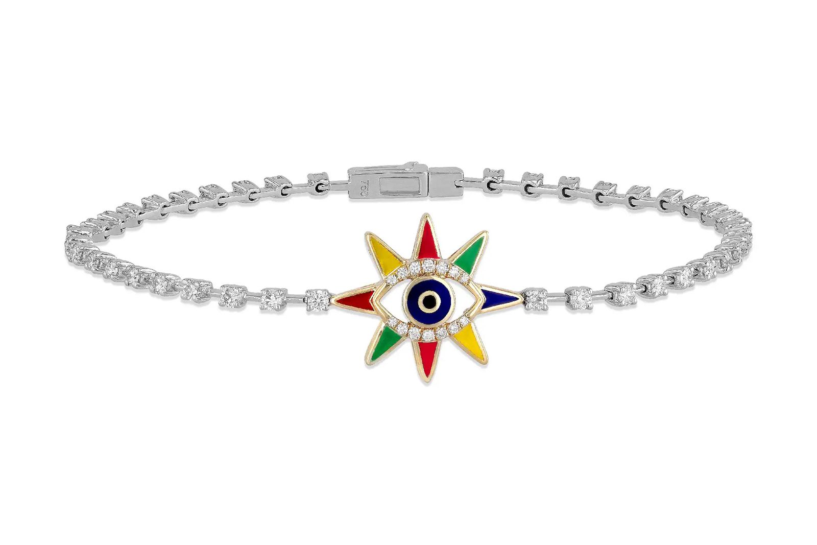  Rock by GS Crazy Eyes bracelet with diamonds and enamel in 18k white gold 