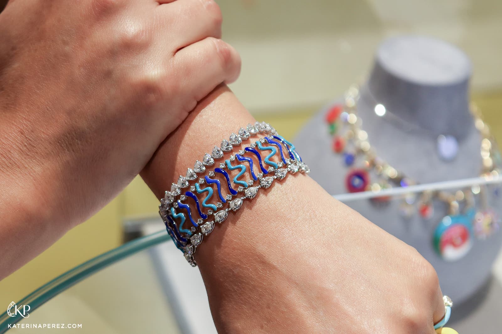  Rock by GS Waves bracelet paired with two diamond stacking bracelets 