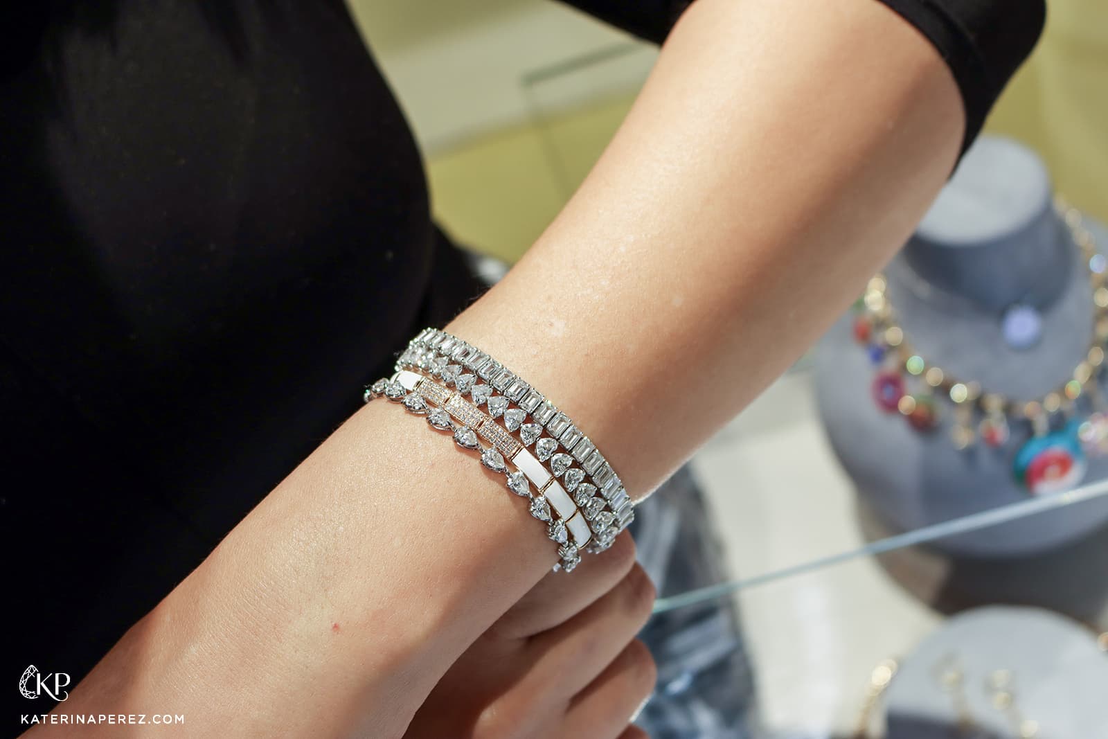  Rock by GS diamond bracelets including the Letters & Lines bracelet with white enamel