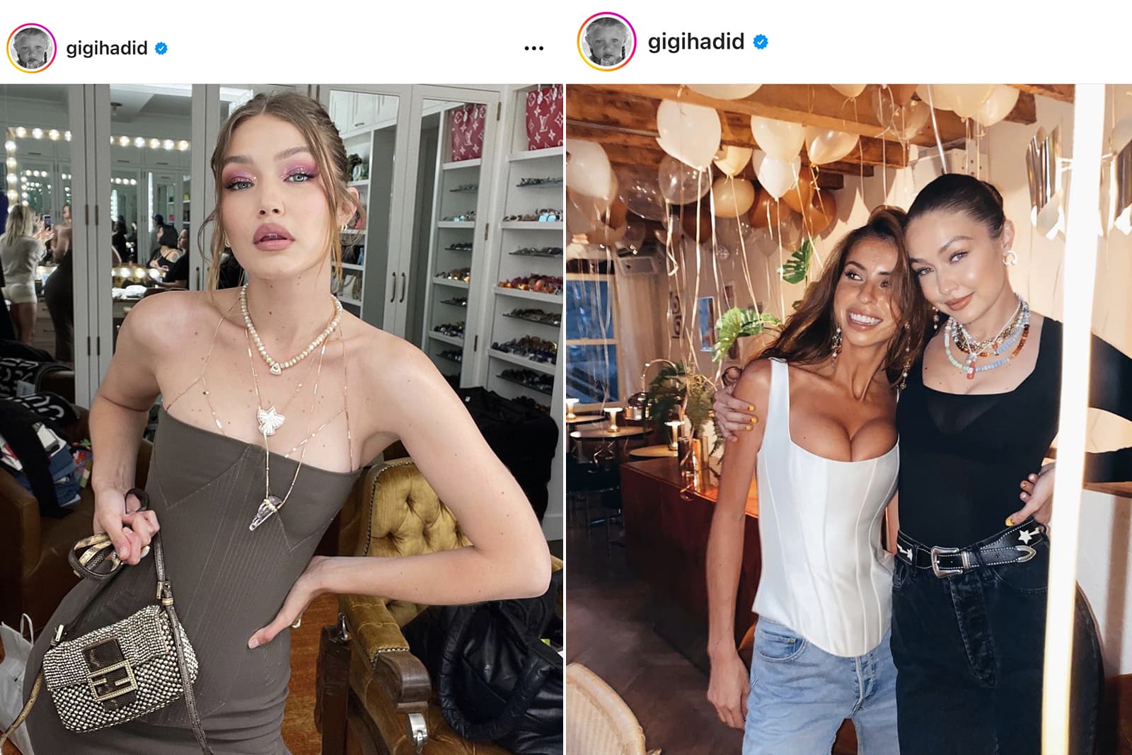  Gigi Hadid highlighting the 'neck mess' trend on Instagram