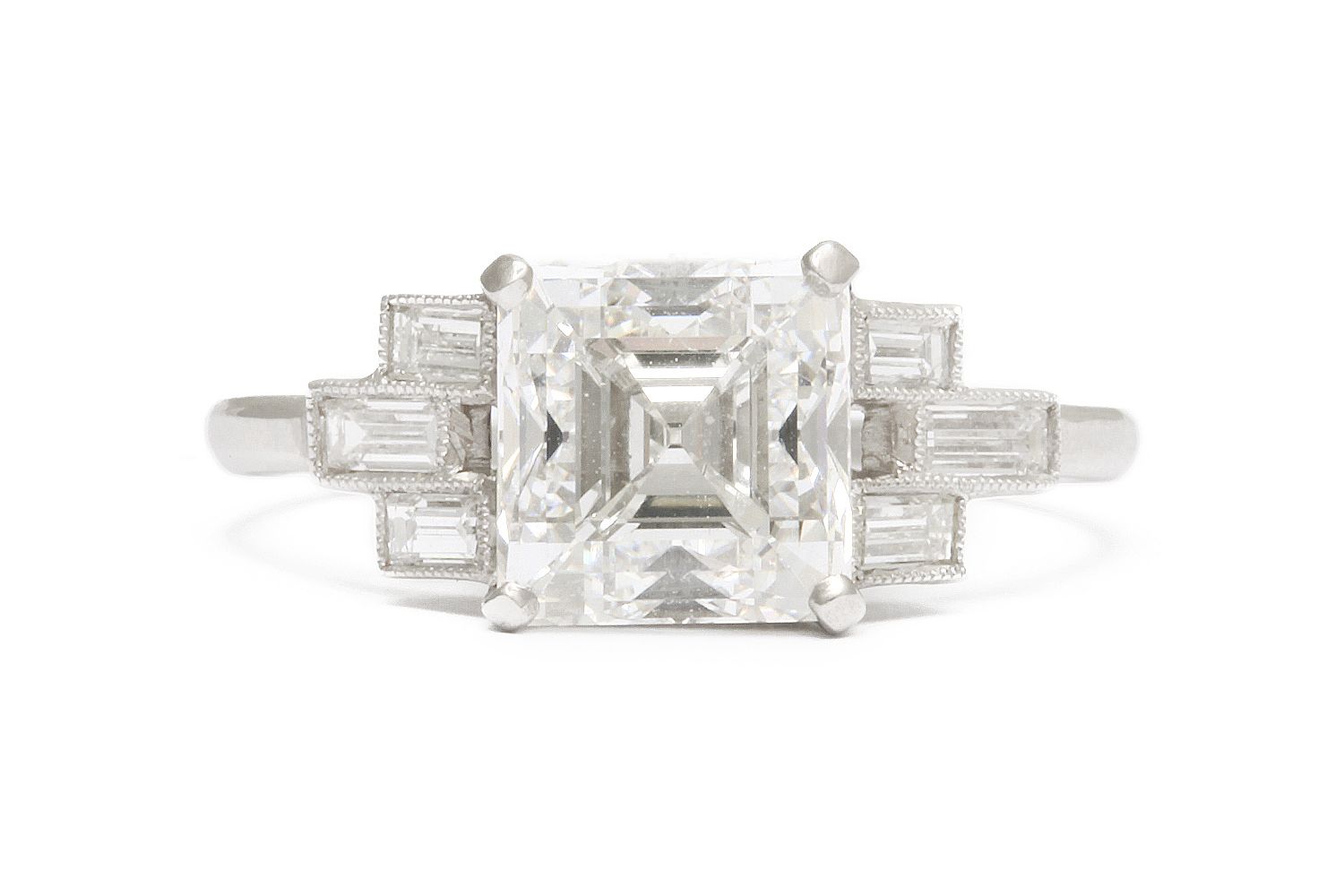  An Art Deco asscher-cut diamond engagement ring courtesy of A La Vieille Russie