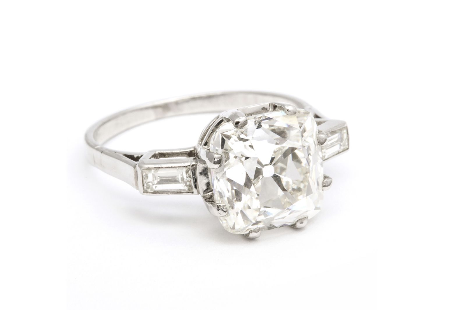  A 1950s cushion-cut diamond ring courtesy of A La Vieille Russie