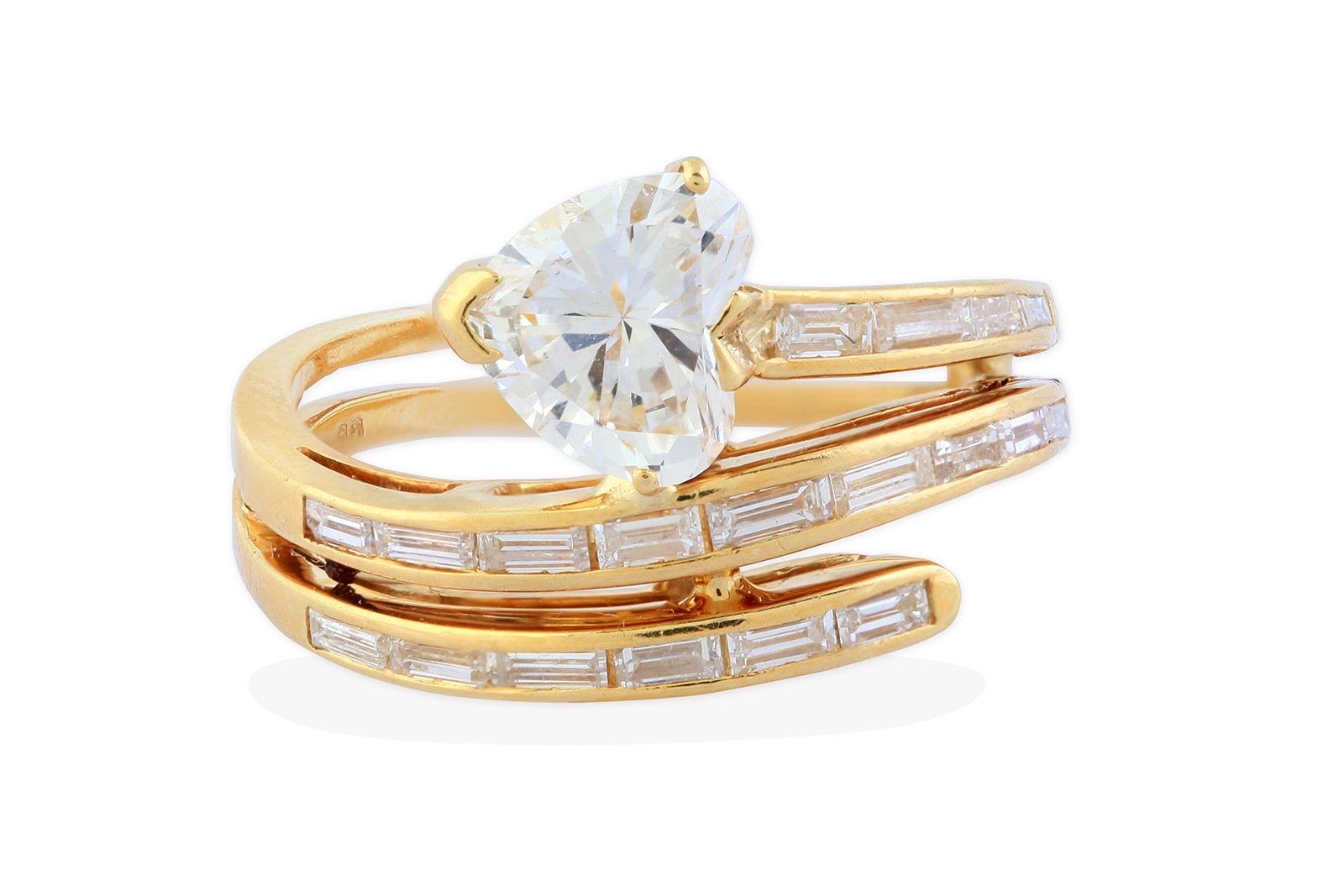  A 1.25 carat heart-shaped diamond ring in 18k gold, circa 1970s, courtesy of Morelle Davidson