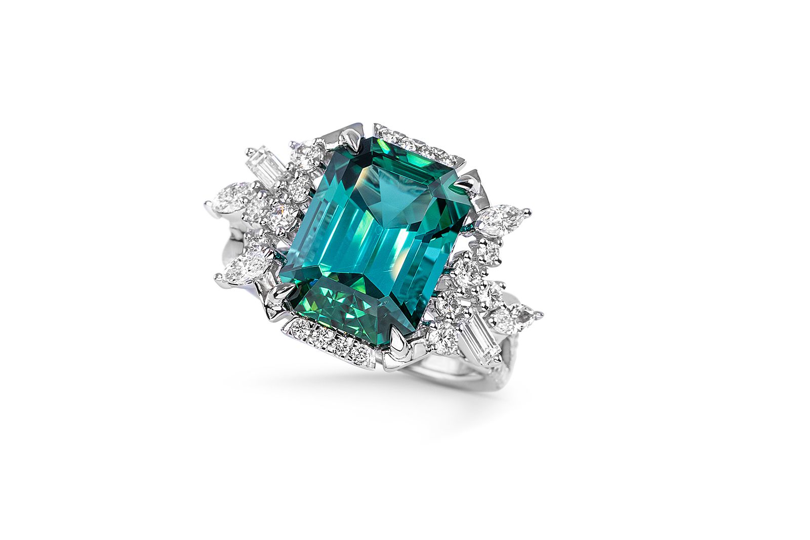  Contemporary coloured gemstone and diamond ring by Madly