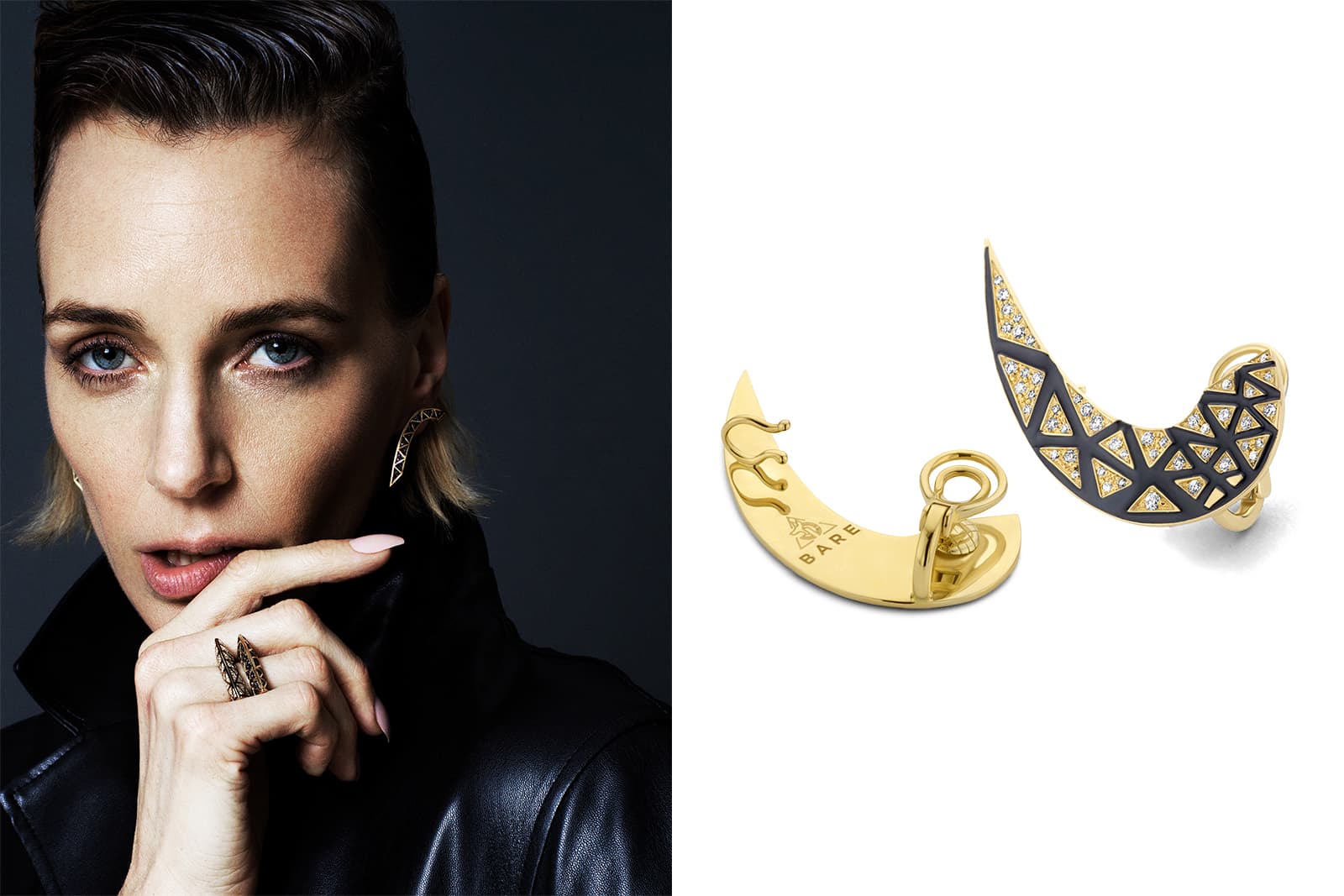  BARE by Dries Criel ear cuff in diamonds and enamel