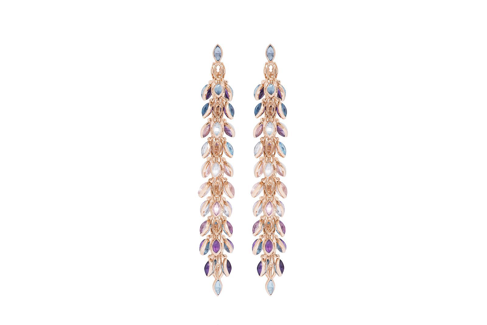  Marie Mas Swinging earrings with 26.5 carats of gemstones in rose gold