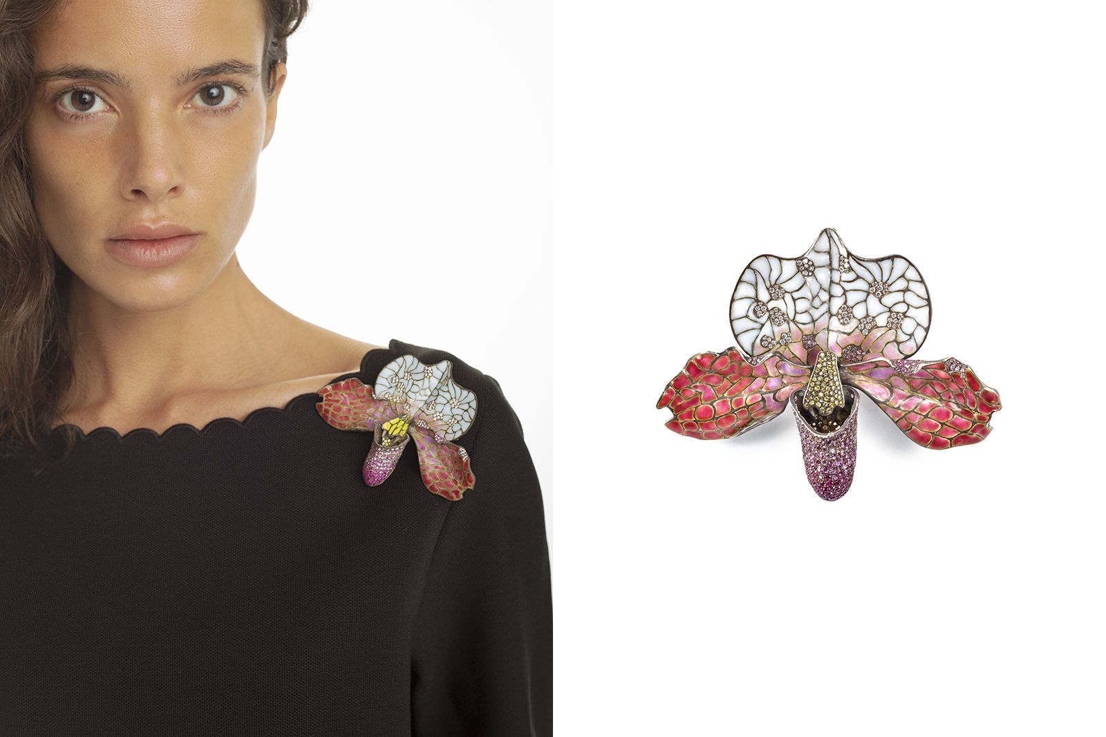 Luz Camino Pink Orchid brooch 