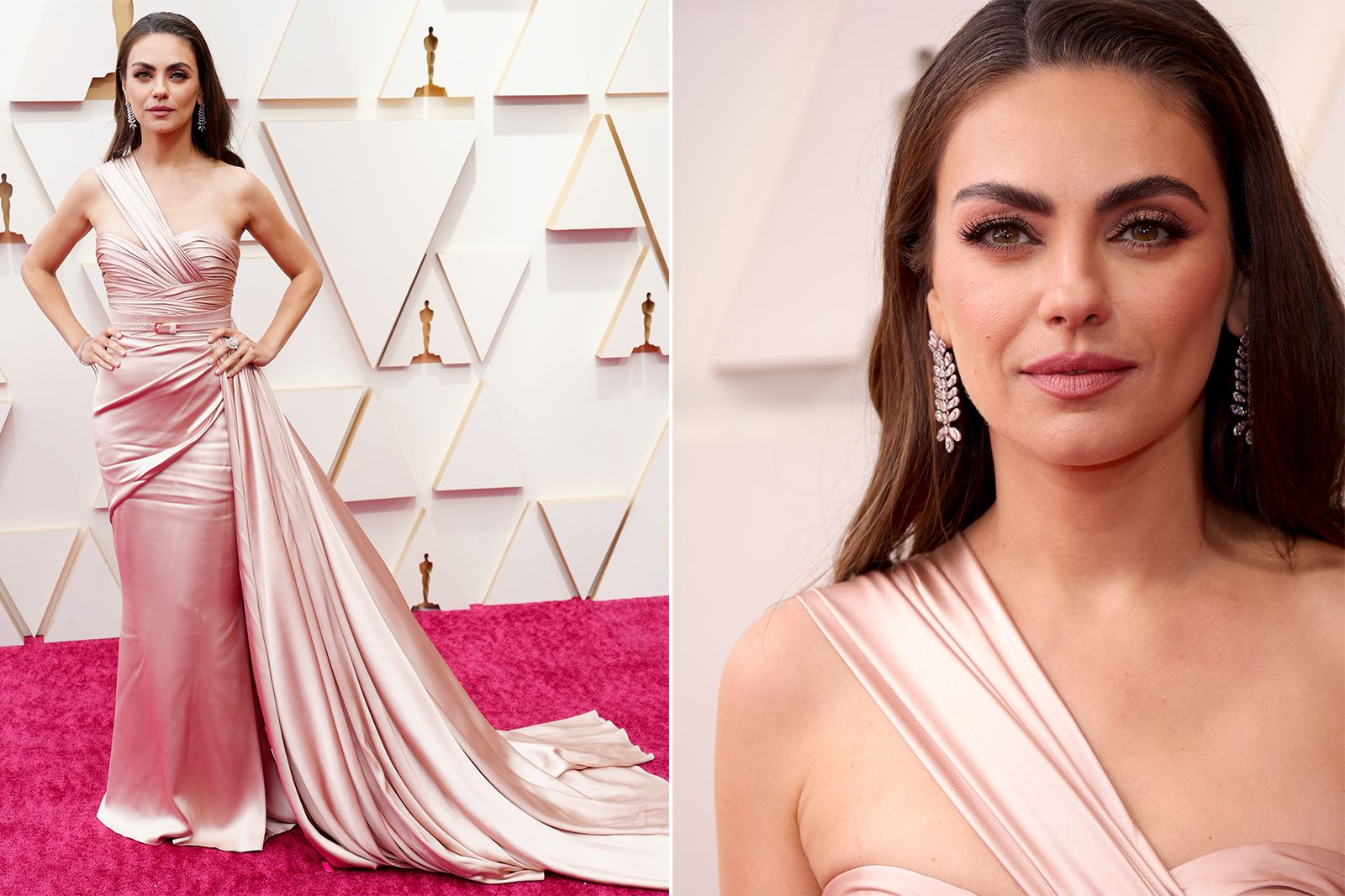 Mila Kunis wears the Diamond Catcher High Jewellery earrings by Messika on the Oscars 2022 red carpet