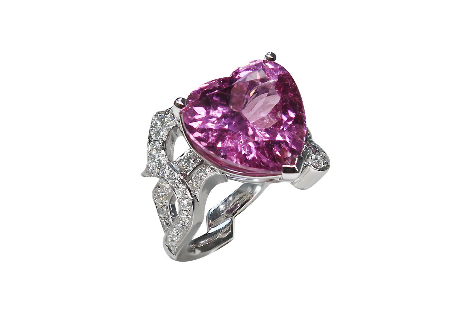  Heavenly Purity heart-shaped ring from the Portraits of Porcelain collection by Simone Jewels