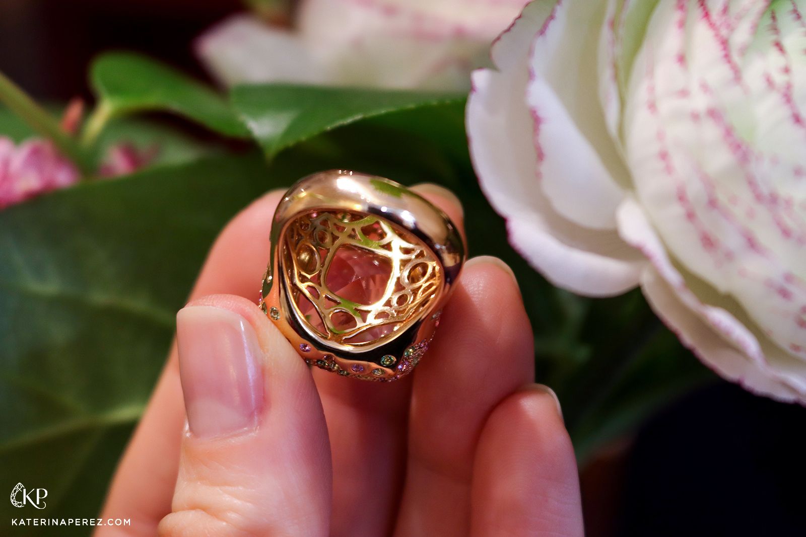  The interior framework of gold in an Isabelle Langlois cocktail ring