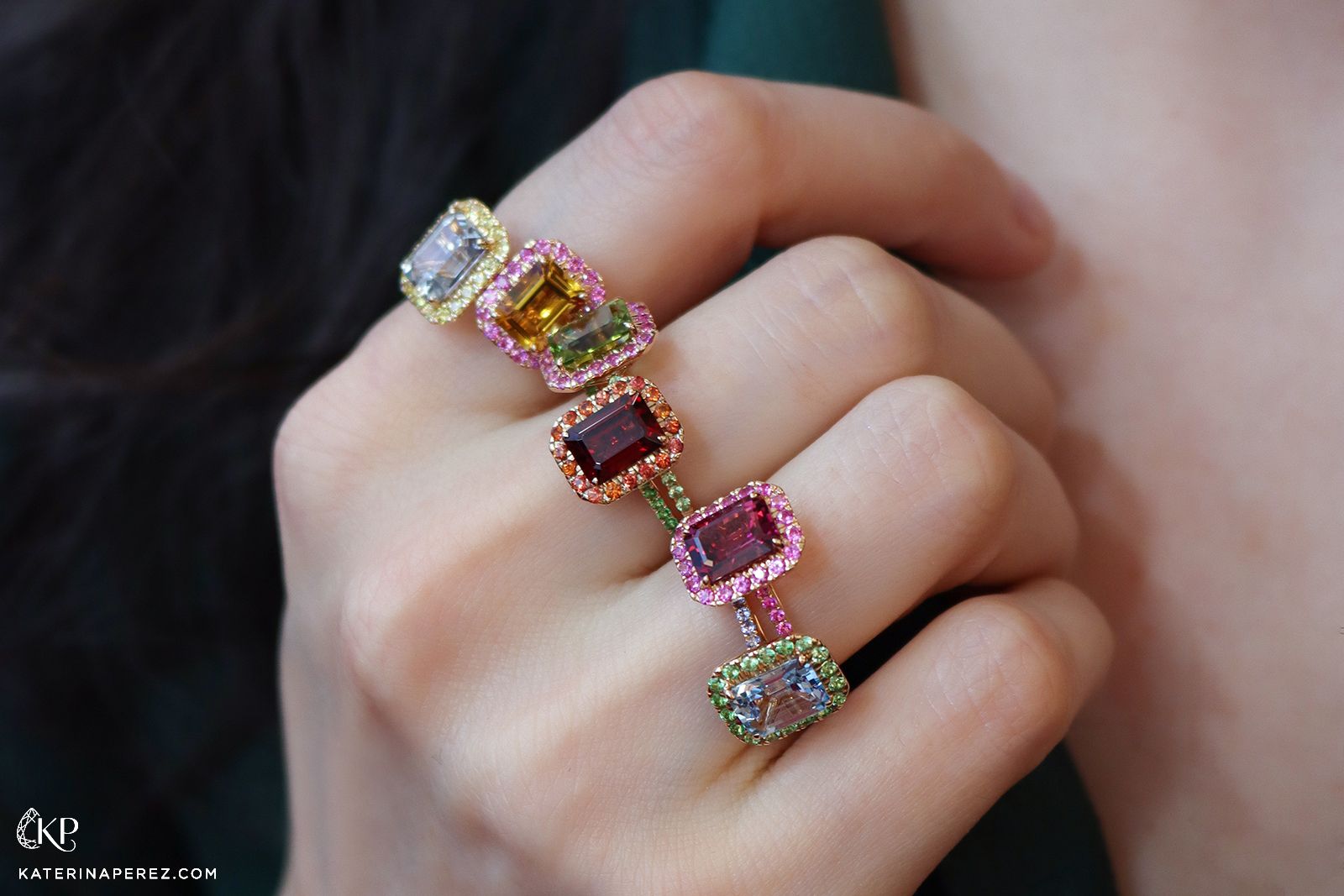  Emerald-cut gemstone dress rings in all colours by Isabelle Langlois