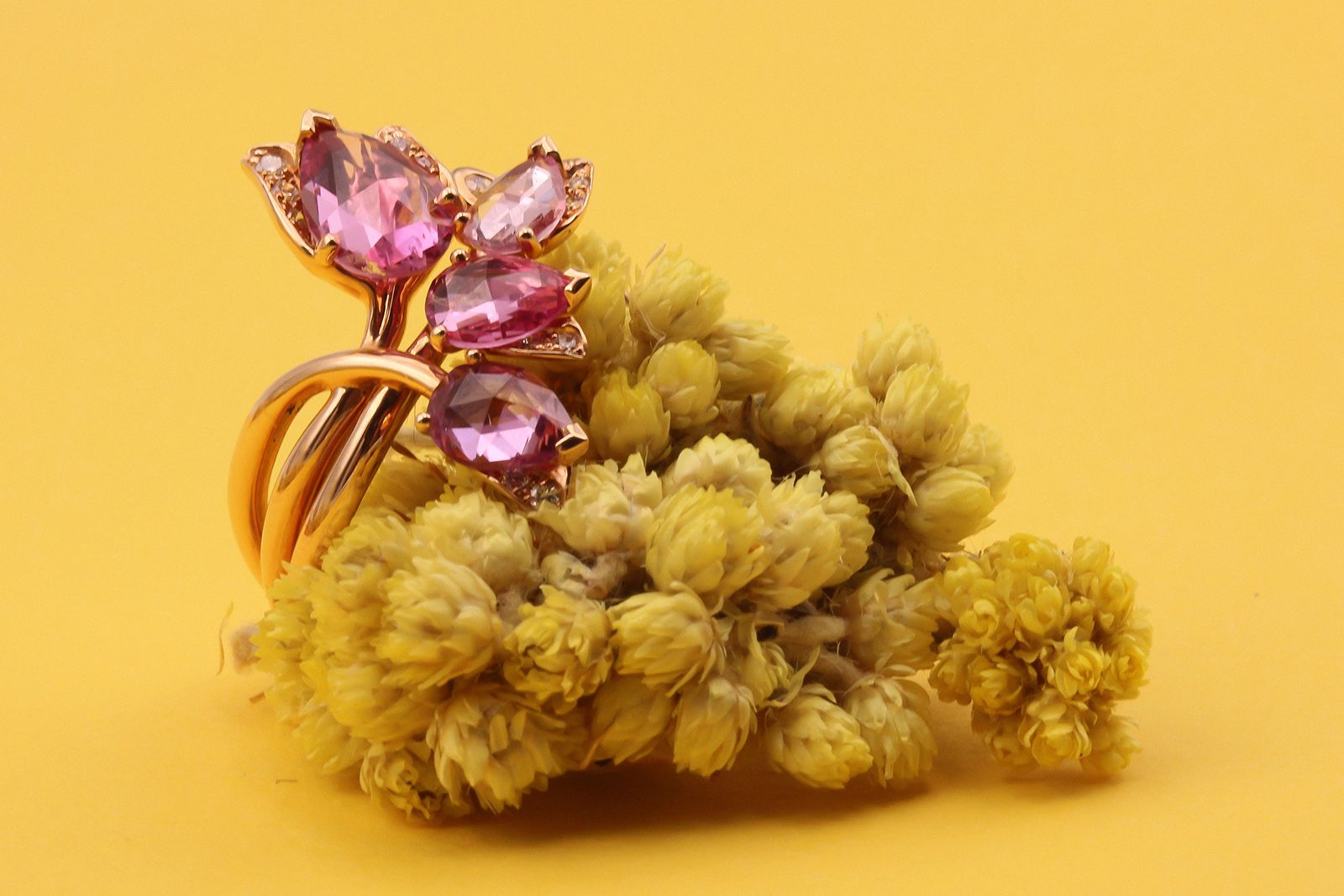  MATHON Paris Glycine ring with pear-shaped pink gemstones 