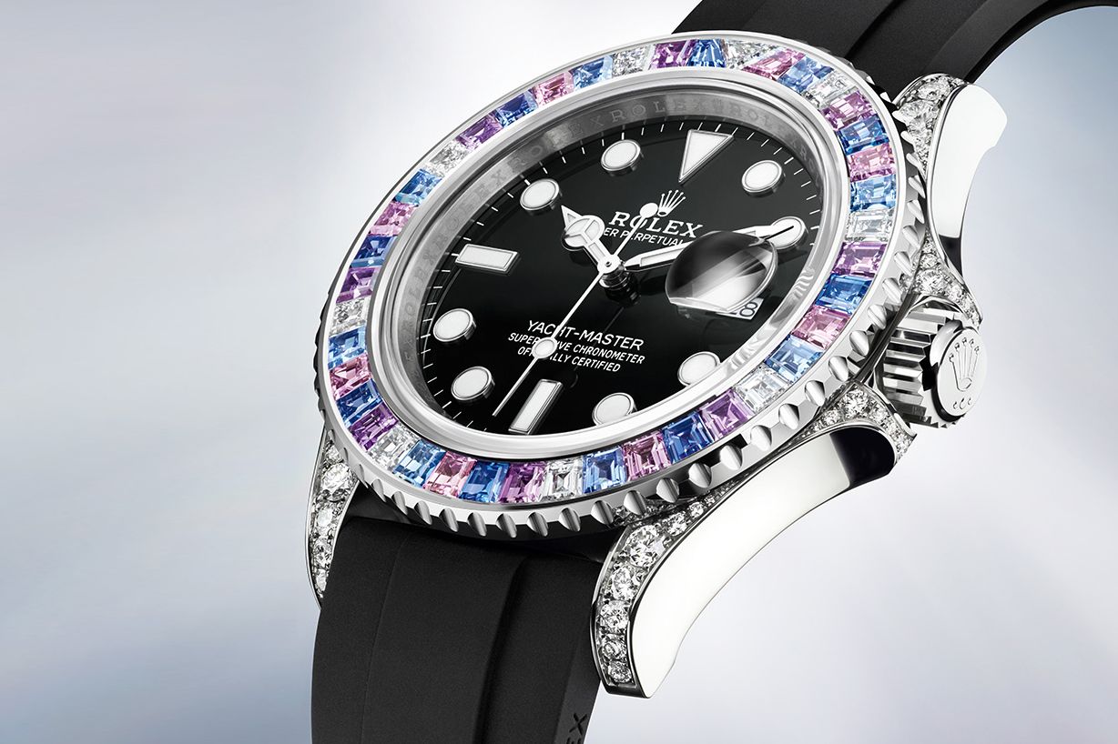  Rolex Oyster Perpetual Yacht-Master 40 mm in white gold with pink and blue sapphires and diamonds