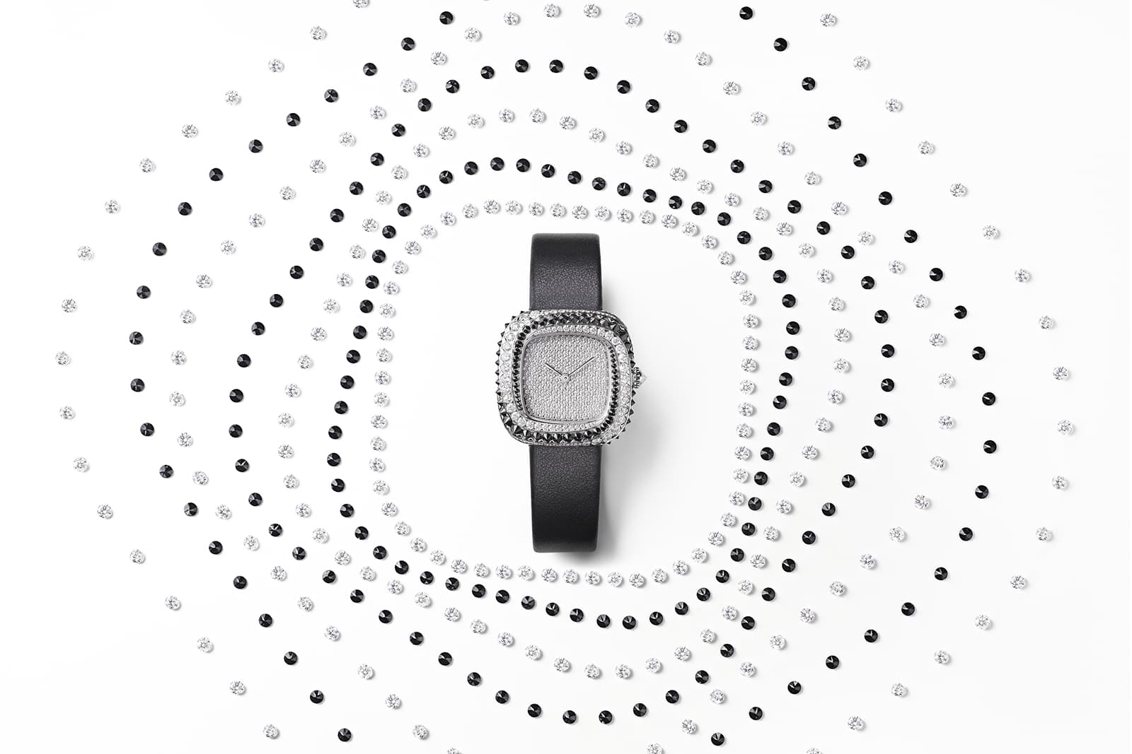  Coussin de Cartier watch with diamonds and inverted black spinel