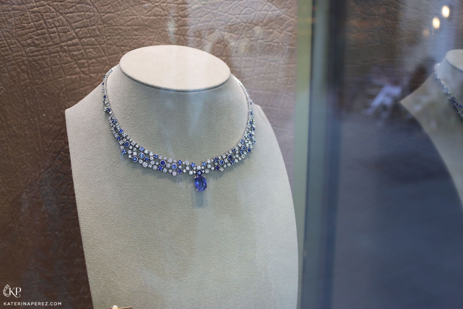  Maison Avani sapphire and diamond necklace in the window display