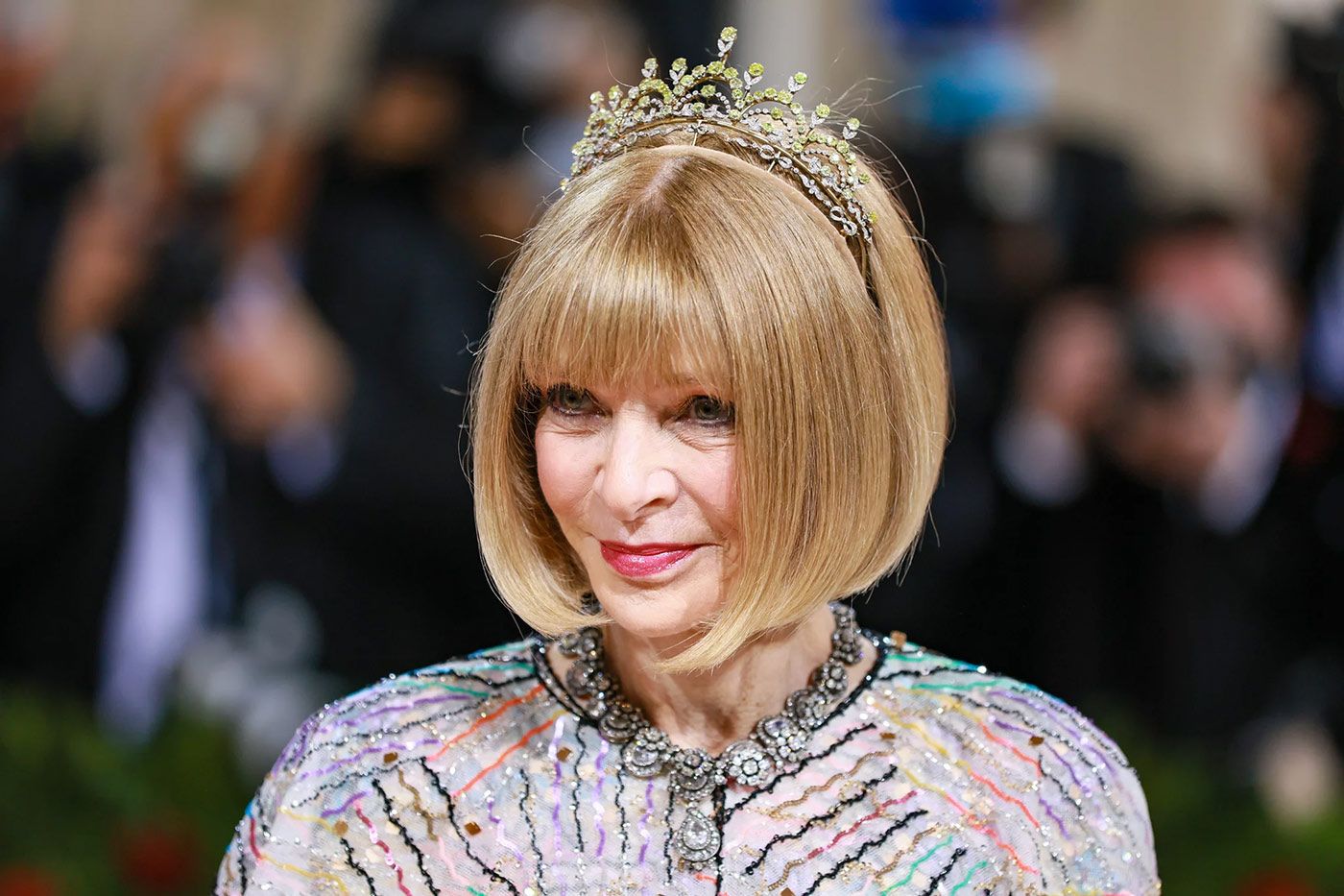 Anna Wintour at the Met Gala 2022 wearing an antique gem-set tiara