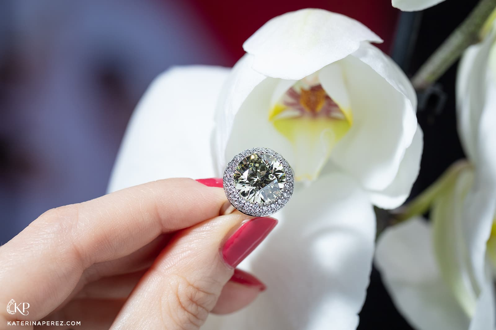 Leo Wittwer ring with a 6.08 carat natural yellow diamond surrounded by a halo of brilliant-cut diamonds
