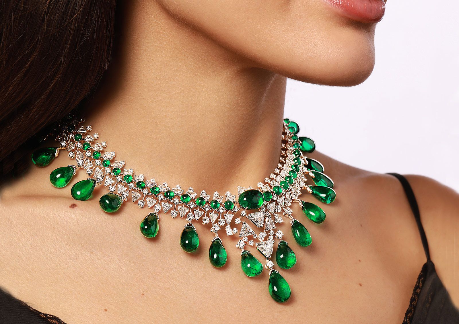 David Morris emerald and diamond necklace