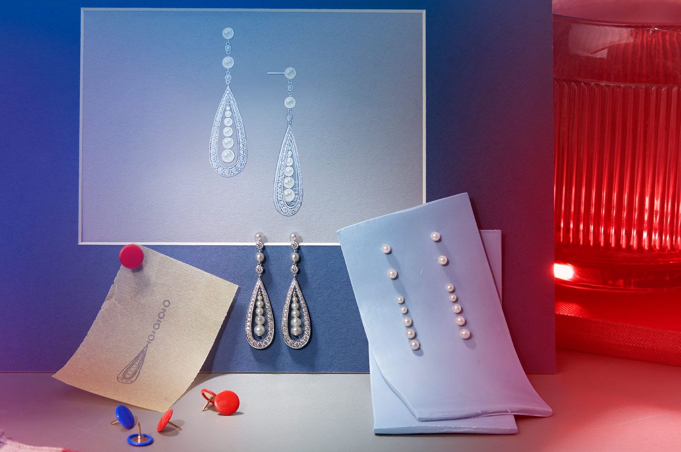  Pragnell Her Majesty's Platinum Jubilee Collection 30th Anniversary natural pearl drop earrings with diamonds in 18k white gold