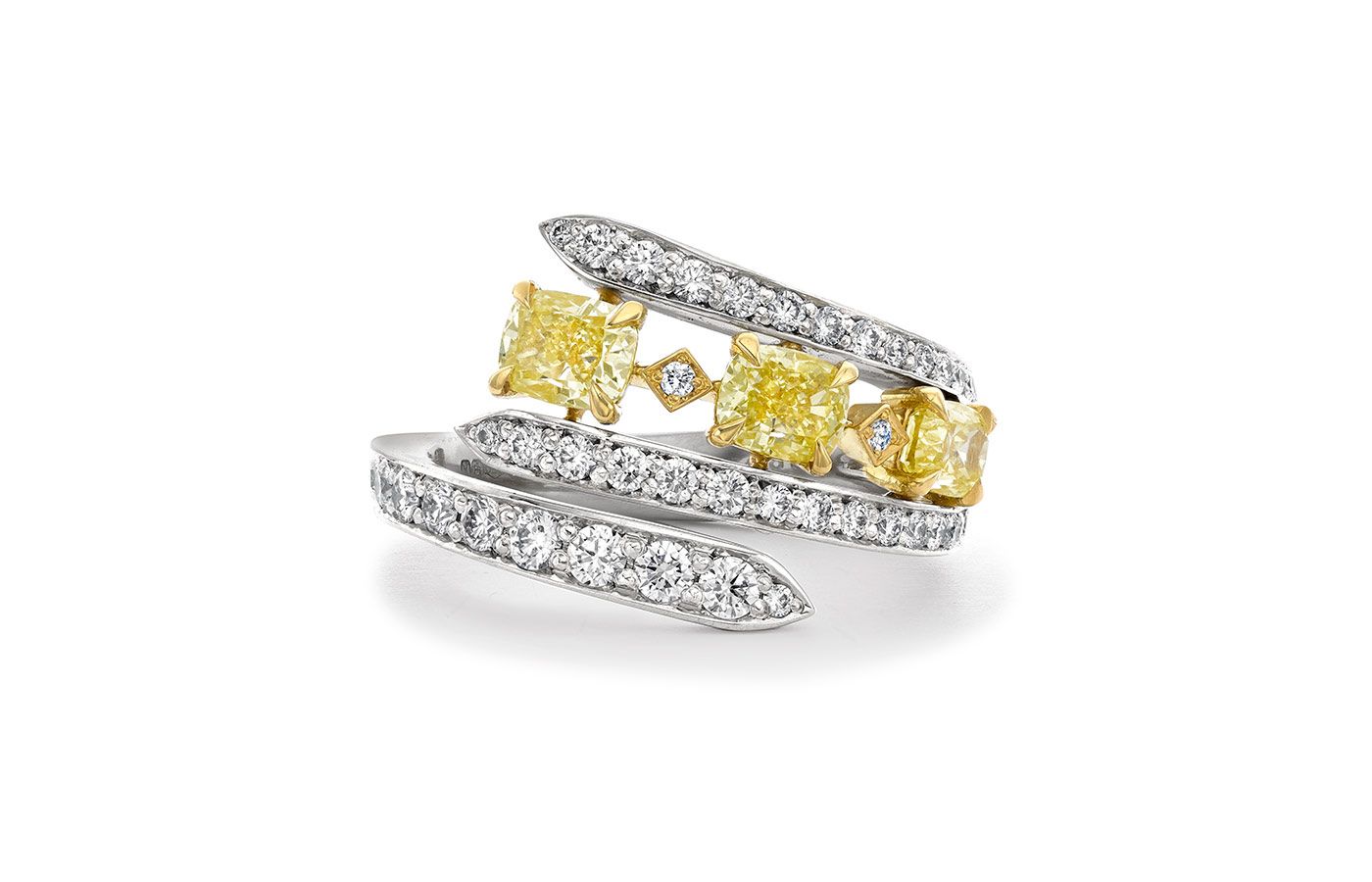  Boodles Peace of Mined collection ring with yellow and colourless diamonds