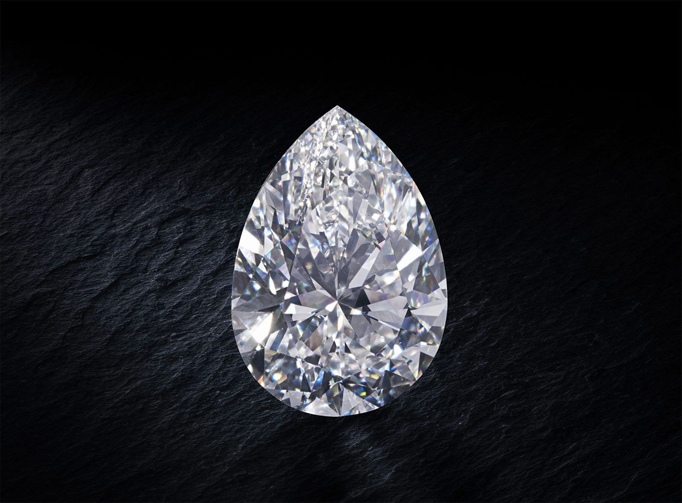 'The Rock' 228.31 carat pear-shaped white diamond sold by Christie's in 2022